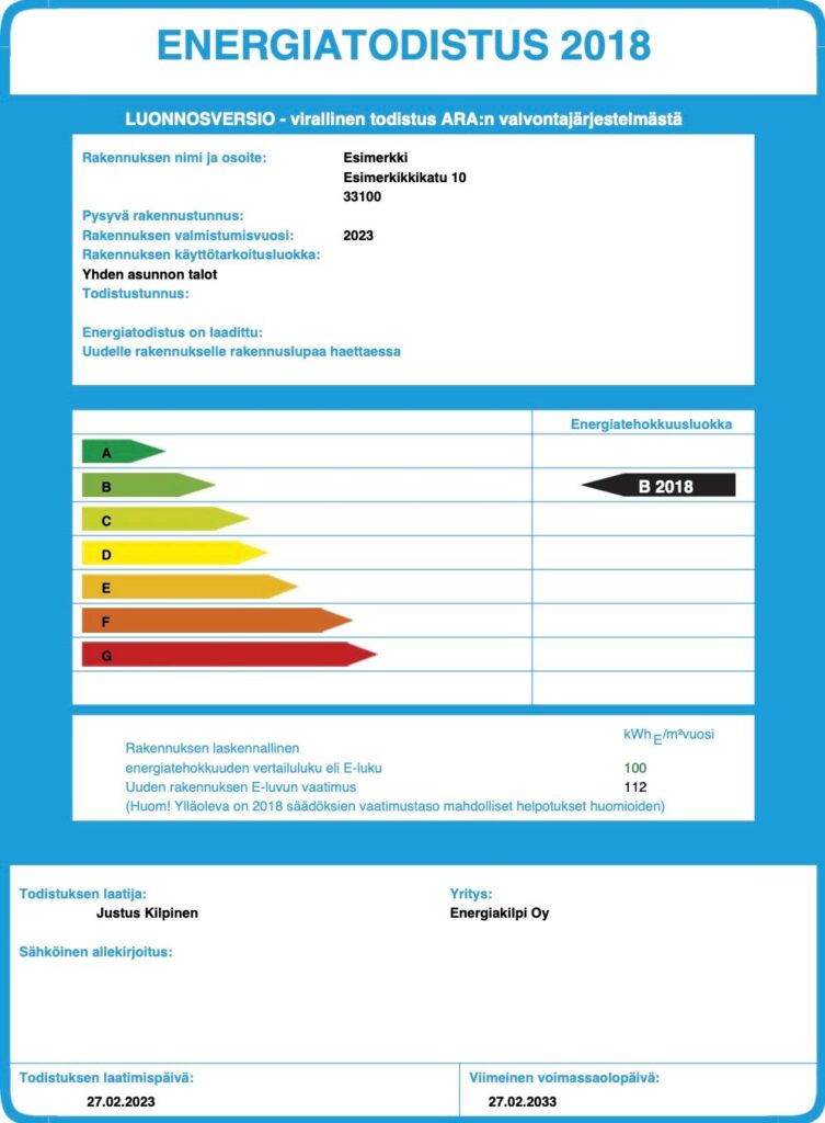 Energiatodistus omakotitalolle